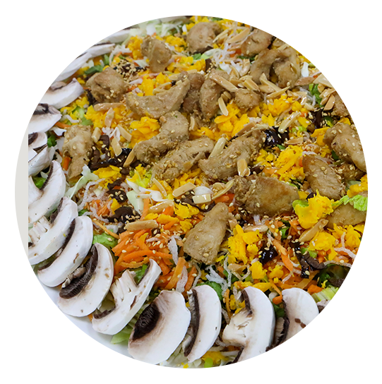 Chinese Salad with Sesame, Chicken and Mushrooms - سلطة صينية بالسمسم والدجاج والفطر  :  USD 60  /  10 اشخاص